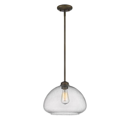 Amon 1 Light Pendant, Olde Bronze And Clear Seedy